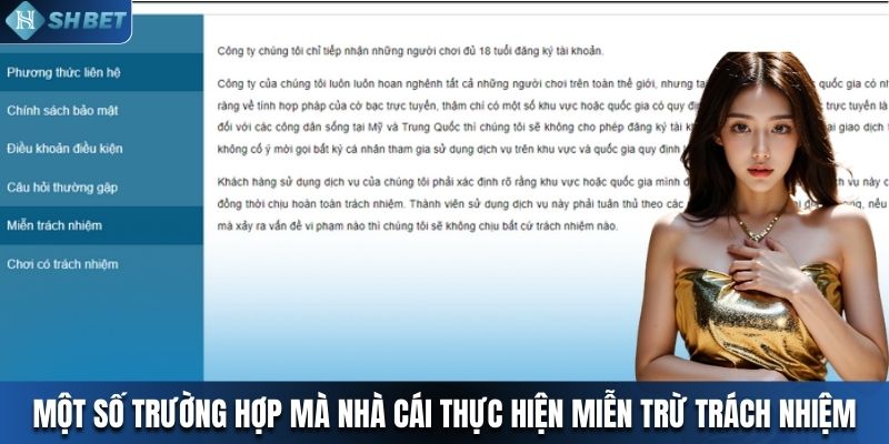 Một số trường hợp mà nhà cái thực hiện miễn trừ trách nhiệm