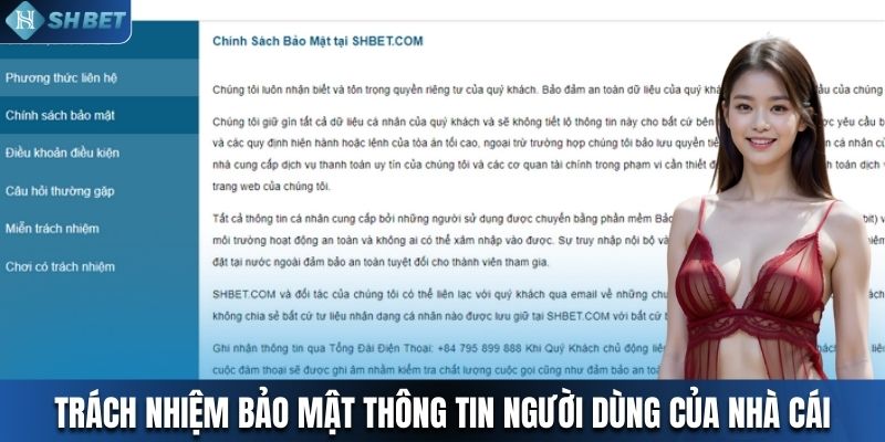 Trách nhiệm bảo mật thông tin người dùng của nhà cái